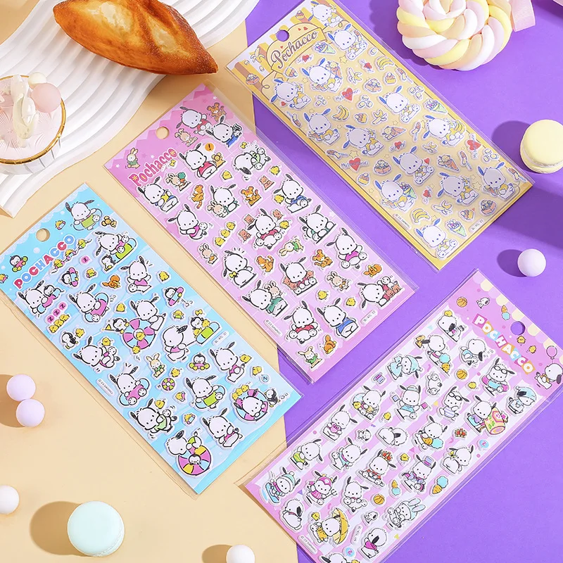 

Sanrio My Melody Cinnamoroll Pochacco Pompompurin Decorative Colorful Stickers Diary Scrapbook Decoration PVC Stationery Sticker