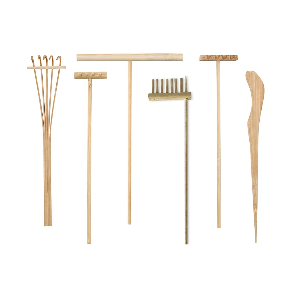 

Mini Japanese Zen Garden Rake Bamboo Tool Set Wooden Sandbox Sand Play Therapy Toy Kit for Spiritual Peace Meditation