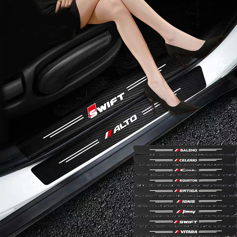 

5PCS Carbon Fiber Car Door Sticker For Suzuki Jimny Swift Grand Vitara Ignis Alto Baleno SX4 Samurai S-Cross Celerio Trunk