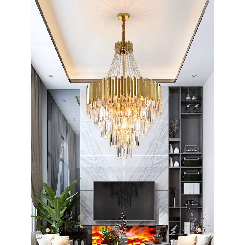 

Art LED Chandelier Pendant Lamp Light Modern Crystal Luxury Living Hanging Rotating Staircase Fixtures Lobby Villa Deco Lighting