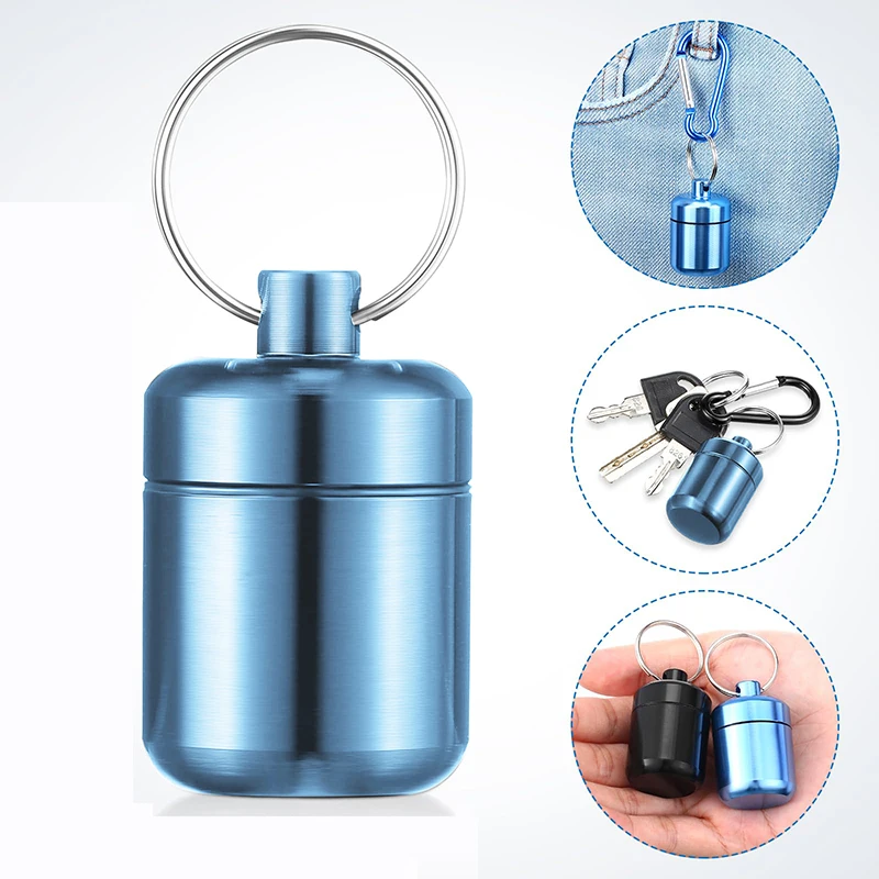 Брелок для ключей из алюминиевого сплава маленькая коробка таблеток чехол