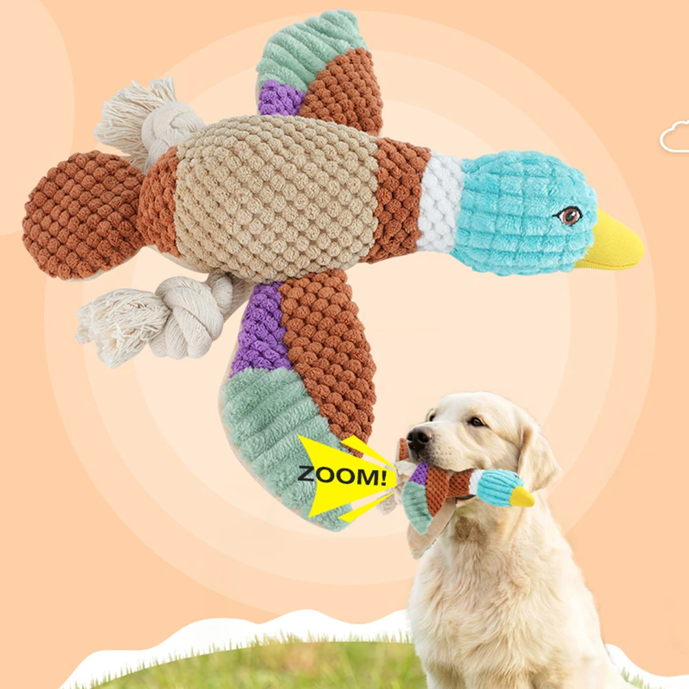 

Милая игрушка для собак в форме утки, плюшевая игрушка животного, устойчивая к царапинам, для чистки зубов, Интерактивная жевательная игруш...
