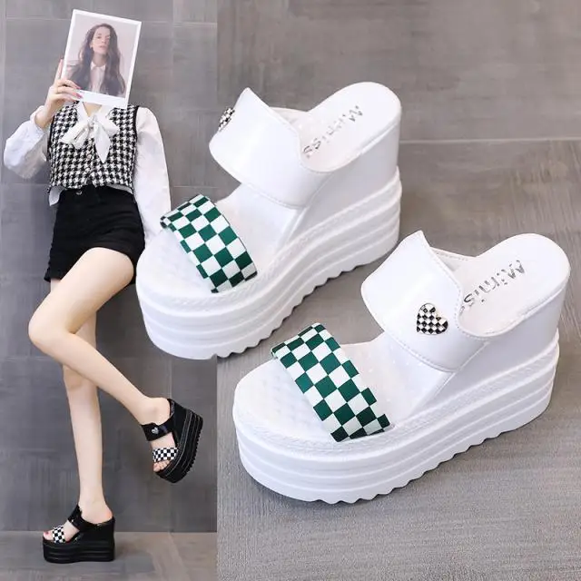 

On A Wedge Shoes Woman 2022 Female Slippers Platform Heeled Mules Luxury Slides New High Soft Designer Rome PU Fashion Fabric Ca