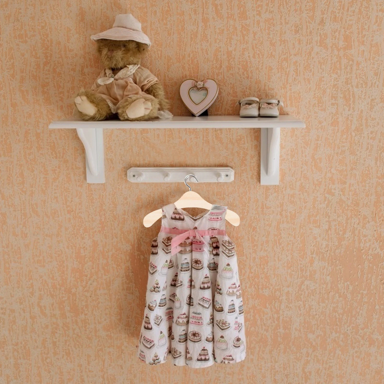 

Hanger Clothes Hangers Woodenmini Accessory Closetdress Bjd Accessories Cloth Rackbaby Inch Miniature House Storage Dog Wardrobe