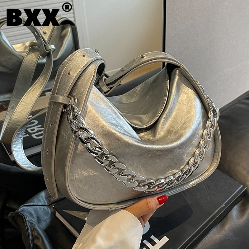 

[BXX] Chain Shoulder Underarm Crossbody Bag For Women 2023 New Fashion Versatile Solid Color Handbag Female Travel Bags 8AB701