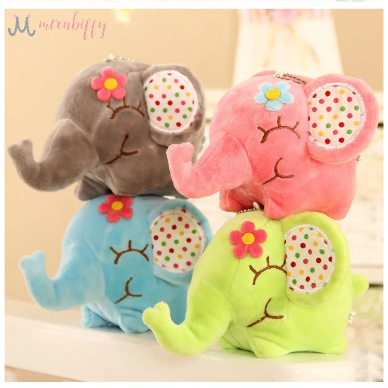 

Kawaii Cartoon Elephant Plush Doll Animal Pendant Toy Key Ring Chain Woman Bag Charms PomPom Car Keychain Party Trinket Gifts