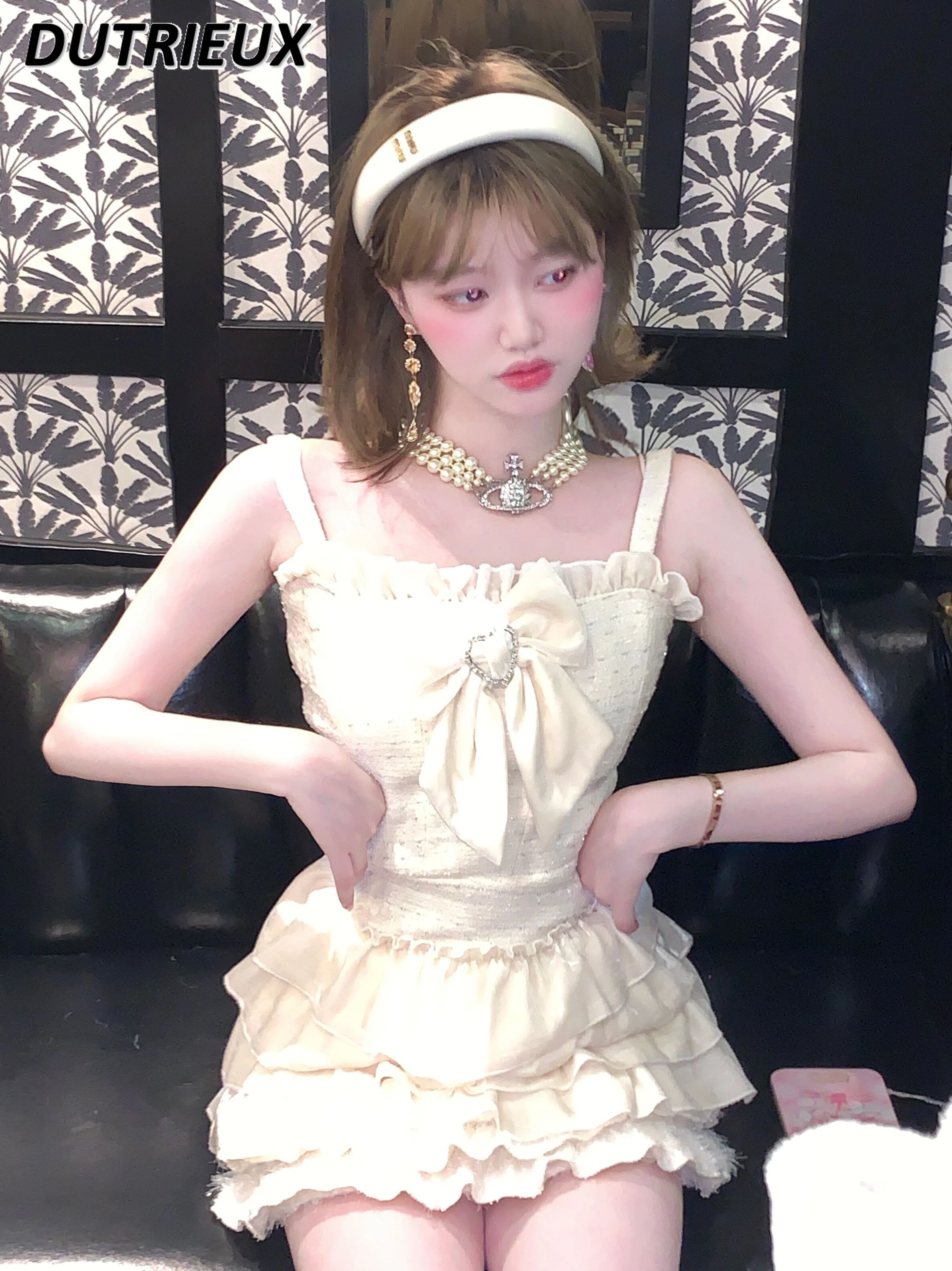 

Spring and Autumn Spaghetti Strap Dresses Sweet Cute Slim Fit Inner Wear Suspender Dress Fashion Short Dresses for Women