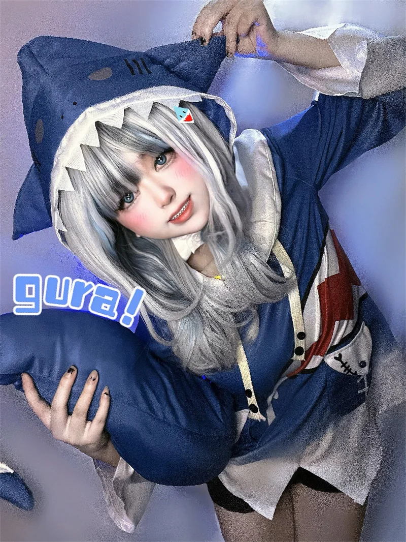 Vivi-Cos аниме Vtuber Hololive Gawr Gura милый Косплей Хэллоуин женский костюм для ролевых игр
