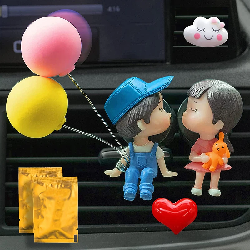 

Car Air Vent Perfume Clip Freshener Scent Aromas Diffuser Lovely Couple Girl Boy Figurines Auto Interior Decoration Accessories