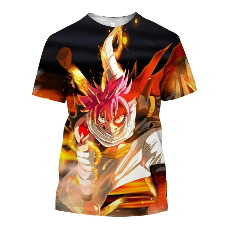 

Футболка Мужская/женская с коротким рукавом, модная Повседневная рубашка с 3D рисунком сказочного хвоста в японском аниме, лето 2023