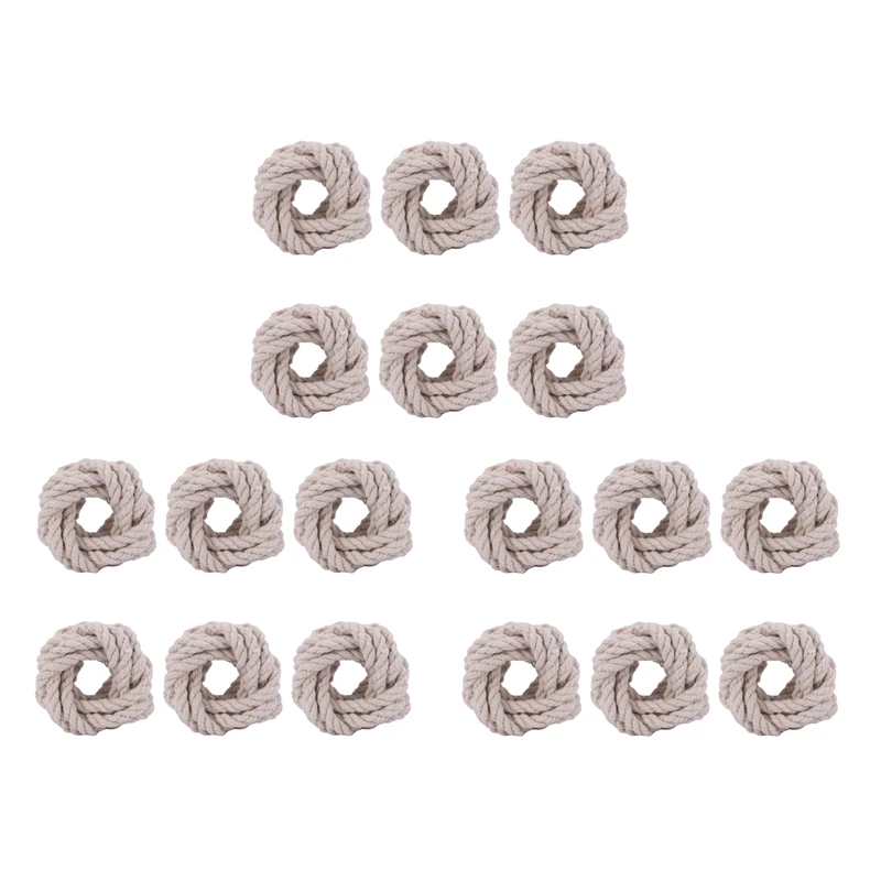 

18Pcs Natural Jute Napkin Loop Cord Woven Napkin Buckle Corded Napkin Buckle Waxed Twine Napkin Loop