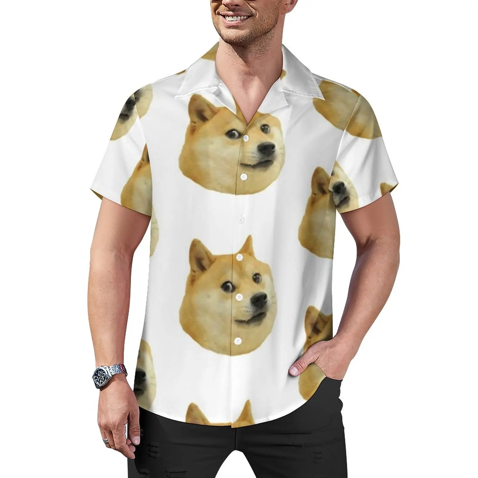 

Женские блузки с животным принтом, повседневные рубашки, гавайская Ретро рубашка оверсайз с короткими рукавами и графическим принтом для отпуска, подарок