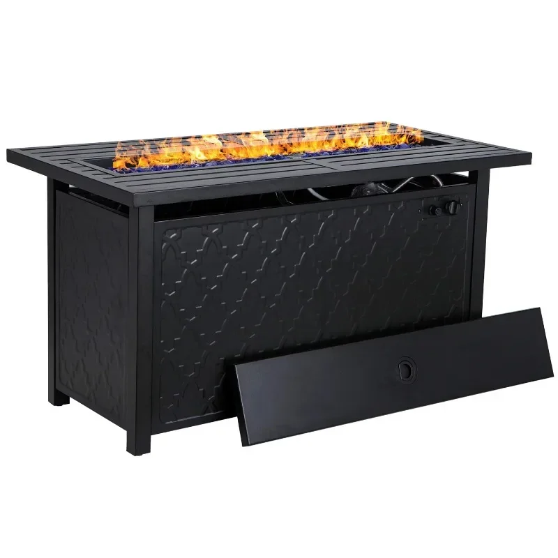 

45" 50000BUT Propane Fire Pit Table with Lid Black
