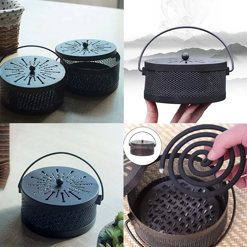 Mosquito repellent incense box fireproof sandalwood ash box ground type mosquito repellent incense box with cover incense stove