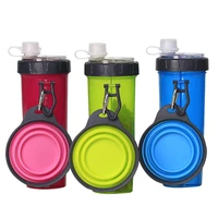 2in1 pet travel water bottle foldable silicone dog feeding bowl puppy drink cup food container outdoor portable dog cat feeder