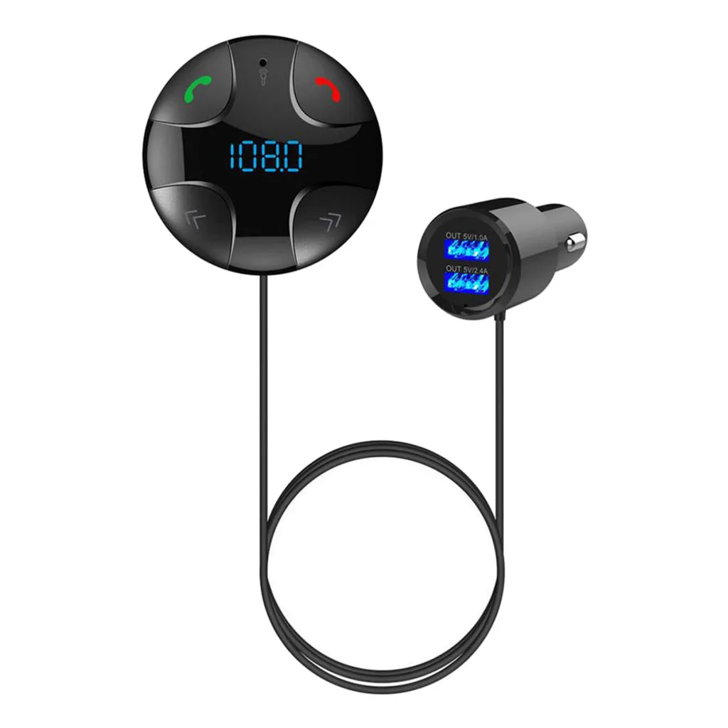 

Vehicle FM Transmitter MP3 Player Aux Plug Adapter w/ Dual USB TF Card Slot