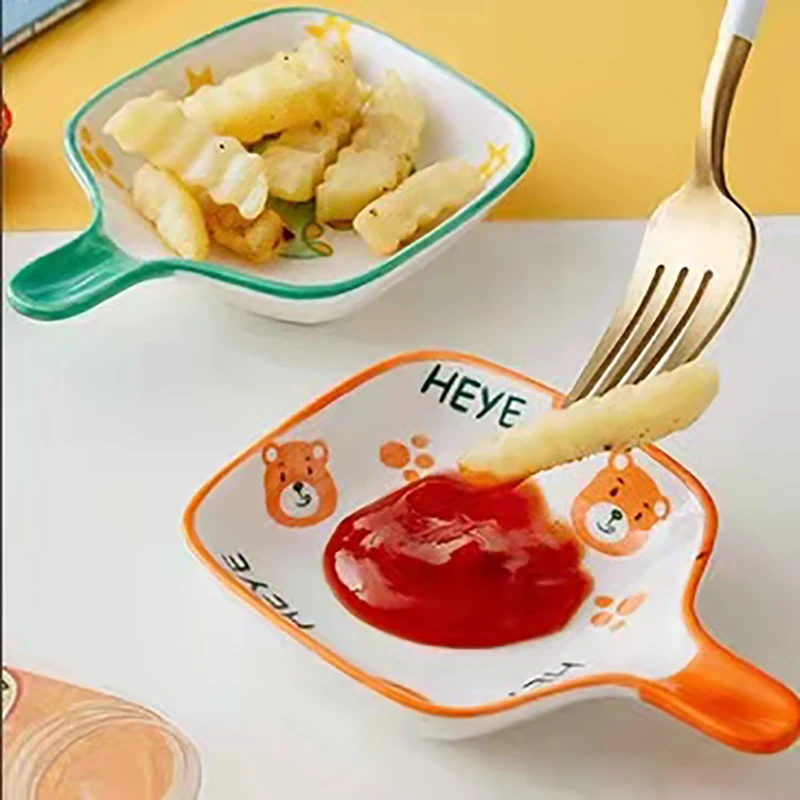 

2022 Innovative And Creative Ceramic Dipping Sauce Cartoon Seasoning Net Red Lovely With Handle Side Dishes Tableware Set