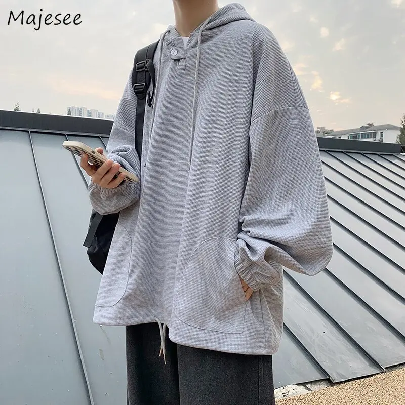 

With Hat Hoodies Men Clothing Spring Trendy Vintage Pockets Loose All-match Outwear BF Streetwear Male Harajuku Leisure Fashion