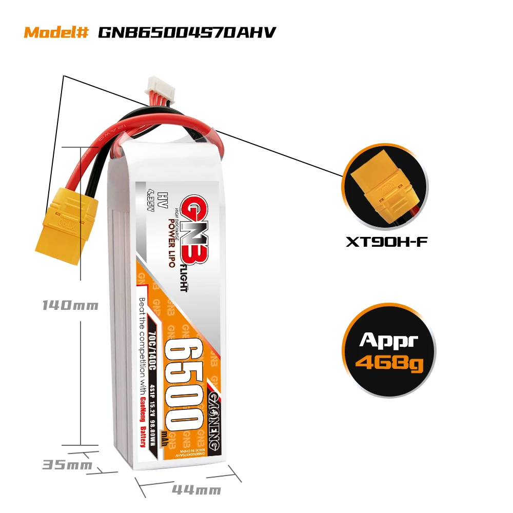 Литий-полимерный аккумулятор 6500 мАч 15 2 в 4S1P 70C GAONENG LiHV GNB с разъемом XT60 XT90S для БПЛА