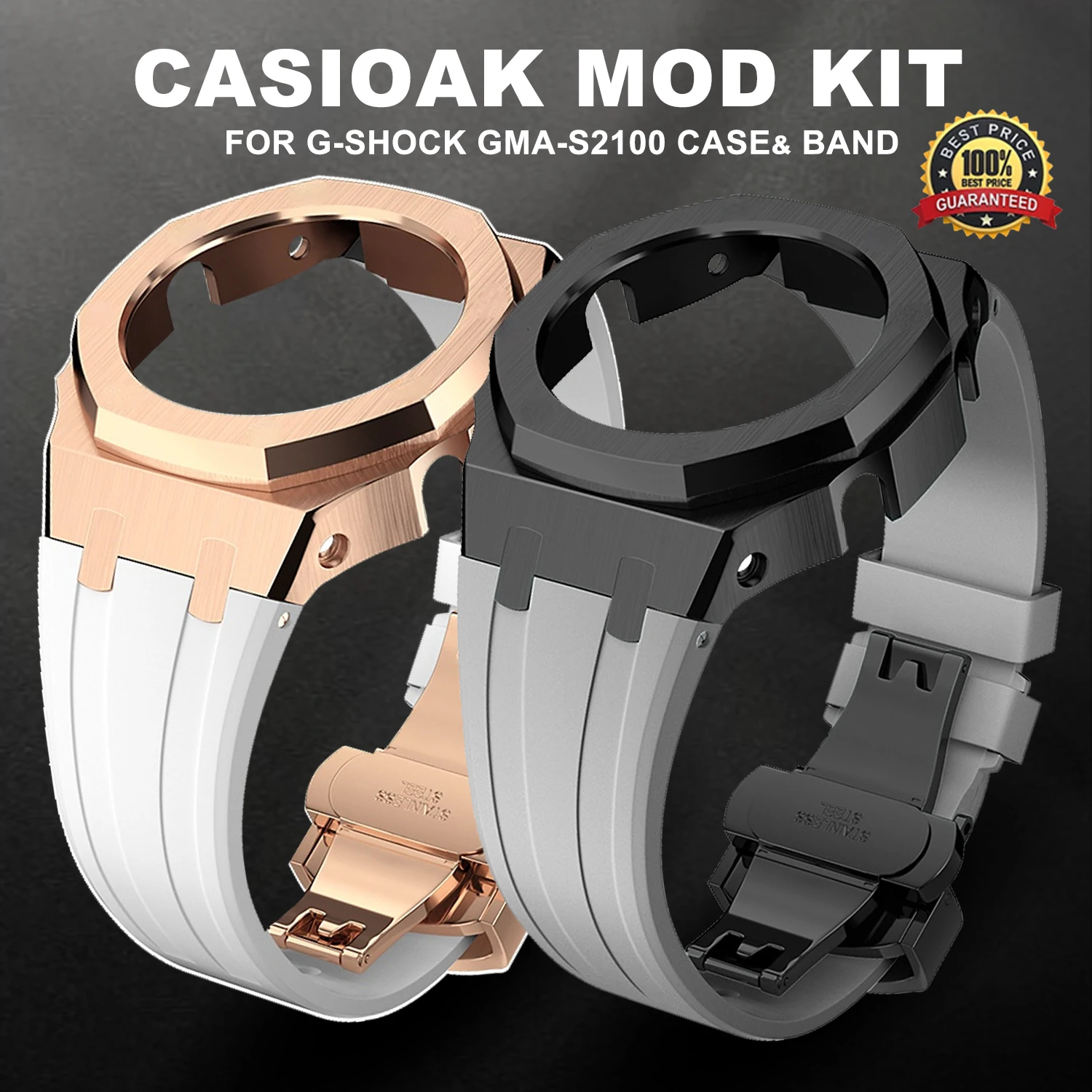 Luxury Casioak GMAS2100 Mod Kit Gen4 Stainless Steel Strap Case Modified Watch Case Bezel For G-Shock GMA-S2100 Replacement
