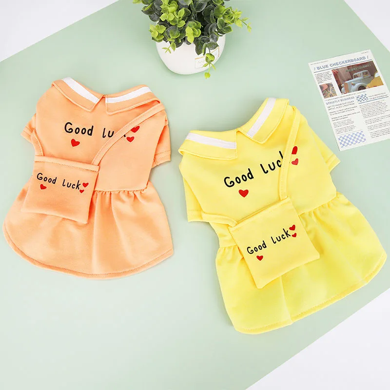 

Одежда для домашних животных, весна-лето, милая ранец, платье для маленьких собак, новинка, модная юбка для щенка, Тедди, Бишон, пудель, котено...