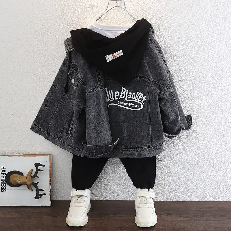 Boy  Denim Jackets kids jeans coat Children hooded Outerwear clothing Spring Autumn boy hooded sport Clothes For 3-12T kids images - 6