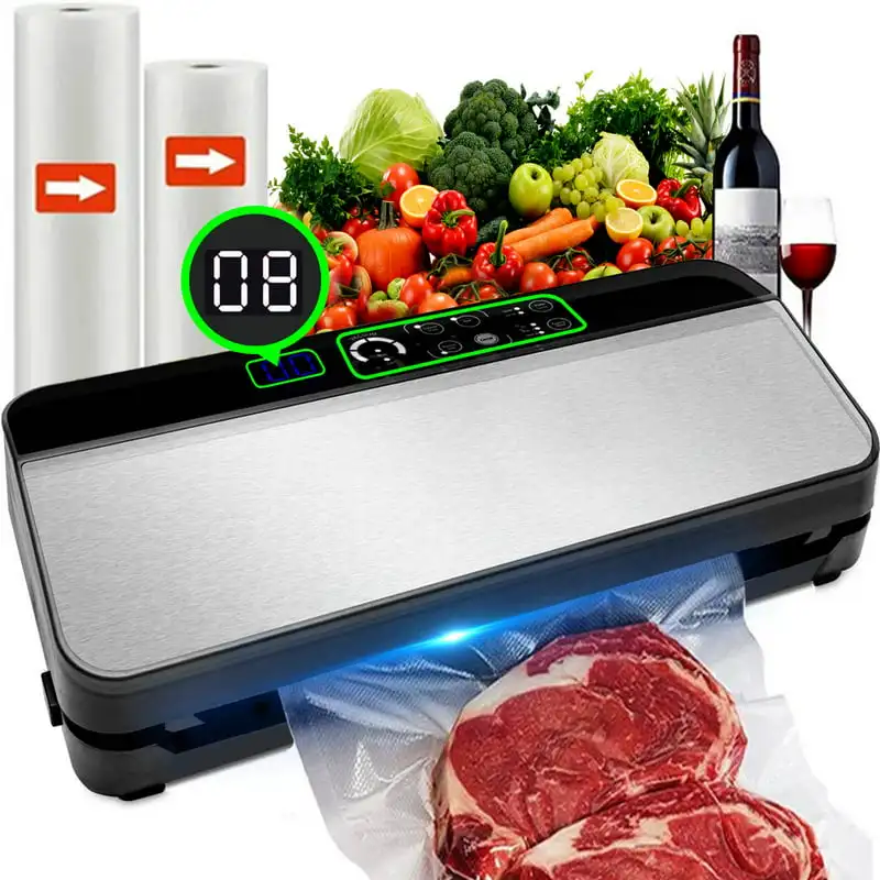 

Vacuum Sealer ,Auto&Manual Food Sealer with 2 Rolls Food Vacuum Sealer Bags for Food Preservation,Food Storage Saver Dry & Moist