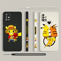 cute anime pikachu lovely for samsung galaxy a73 a53 a33 a52 a32 a22 a71 a51 a21s a03s a50 5g liquid left rope phone case cover
