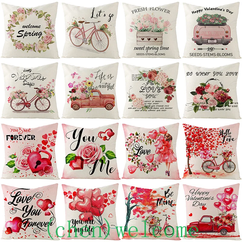 

Розовая роза, Наволочка на День святого Валентина, украшение для гостиной, дивана, чехол для подушки, новый продукт, подушка