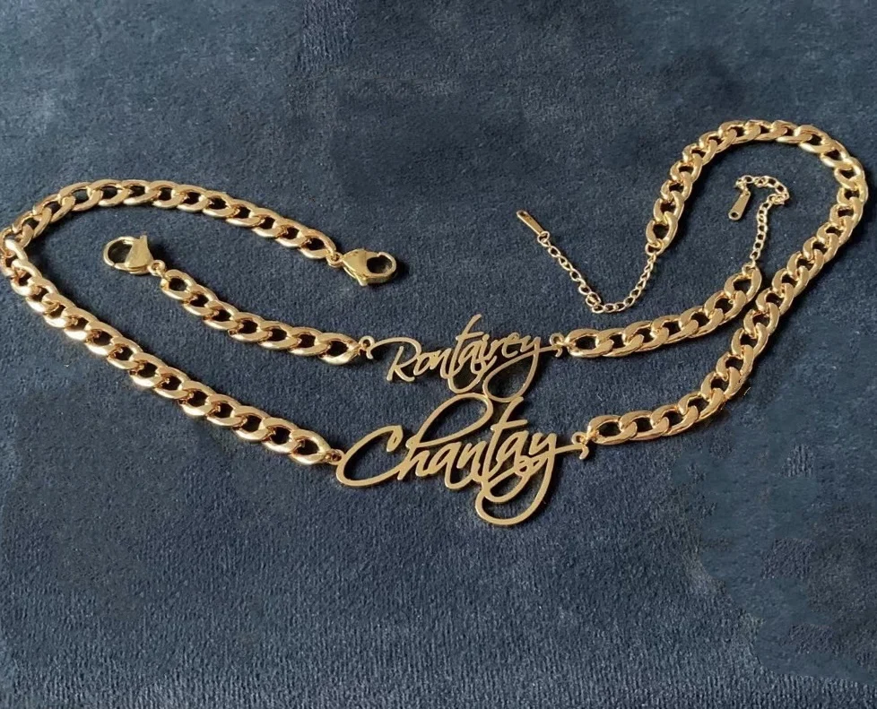 Customized Name Earrings Cuban Custom Letter Pendant Personalized Necklace Chain Twist Hoop Earring Nameplate Bracelet Set Gifts