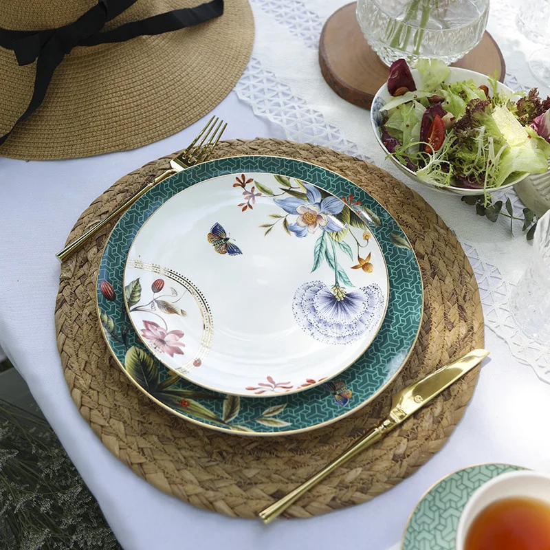 

Ceramic Dinner Plate Wedding Present Kitchen Porcelain Tableware Steak Cake Dessert Dishes Coffee Cups Kitchen Tableware