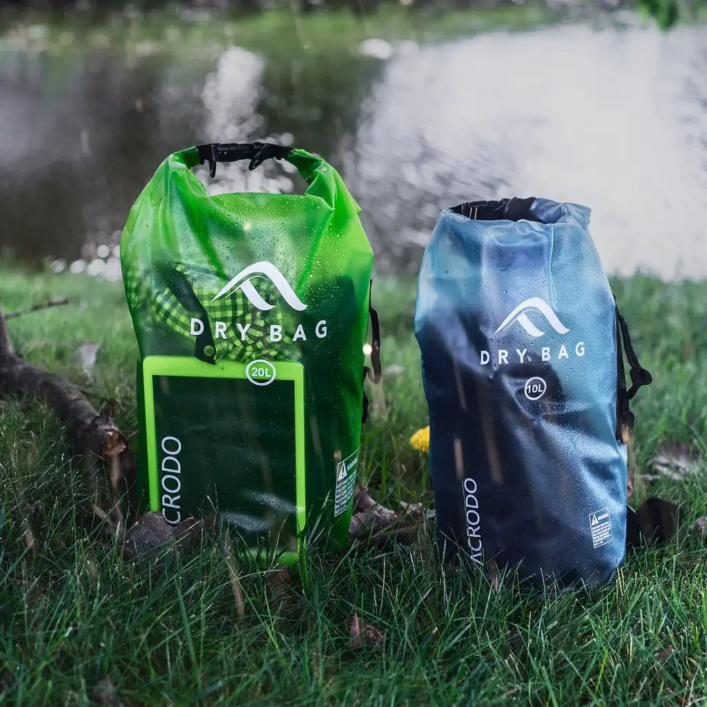 Beach Bag - Dry Bag - Heavy Duty Waterproof Bag or Waterproof Pouch (10 Liter, Transparent Black)