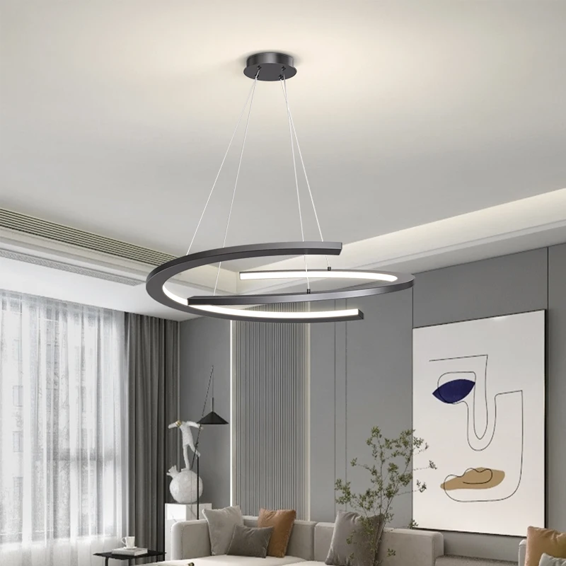 

Стандартная Подвесная лампа, Современная креативная люстра в скандинавском стиле, простой кольцевой светильник для столовой, гостиной, спальни, домашнее украшение