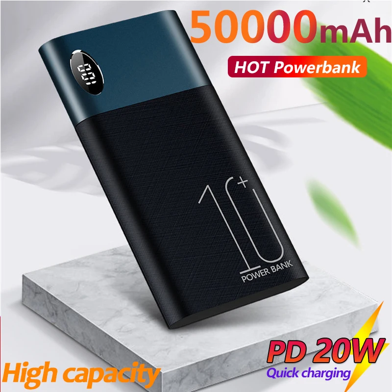 

Portable 50000mAh Fast Charging Power Bank with Digital Display Dual USB for Xiaomi IPhone Samsung External Battery Charger