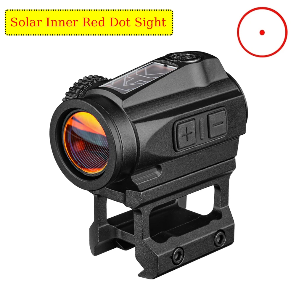 Tactical 1x22 Solar Inner Edition Red Dot Sight Reflex Scope With 20mm Riser Mount Riflescope For Rifle Air Gun Hunting Shooting