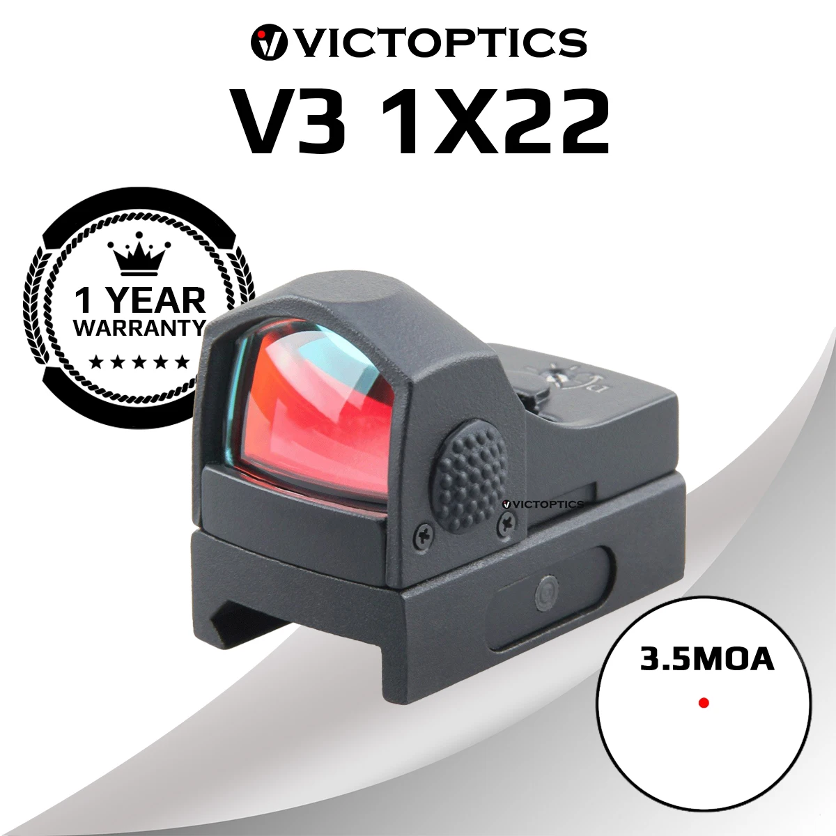 Оптический прицел Victoptics V3 1x22 с красной точкой 3 5moa 6 уровней интенсивности 17x23 мм