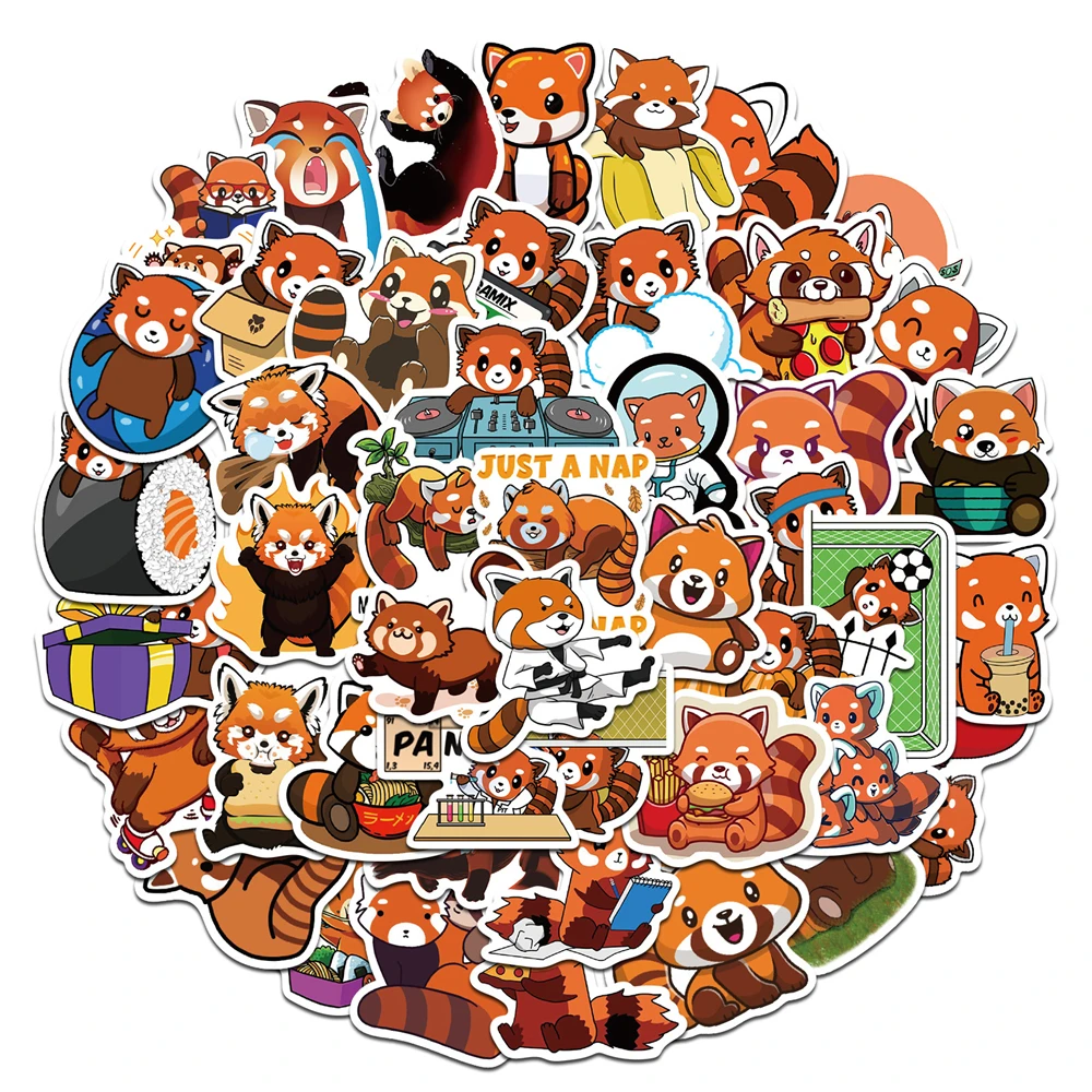 

10/50 Pcs Cute Red Color Panda Animal Graffiti Sticker Decoration Mug Bike Skateboard Motorcycle Luggage Thin Waterproof Sticker