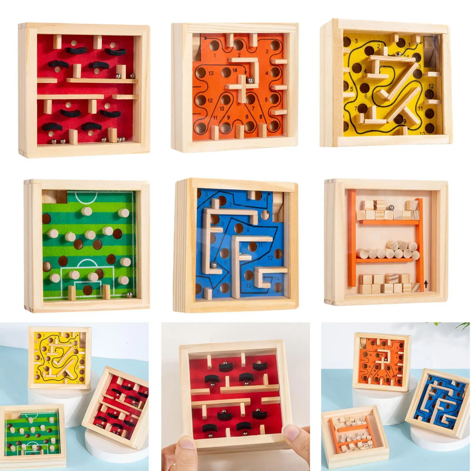 Деревянный лабиринт настольная игра мраморный игрушка ручной работы баланс