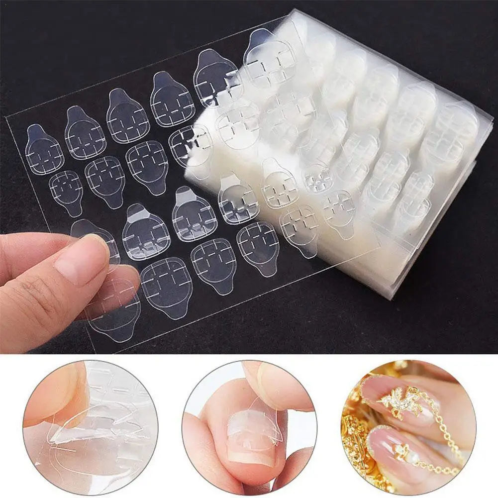 

1 Sheets(24Pcs) Clear False Nail Tips Double Side Adhesive Glue Sticky Tape Sticker Fake Nails Glue Jelly Gel Tape Tools