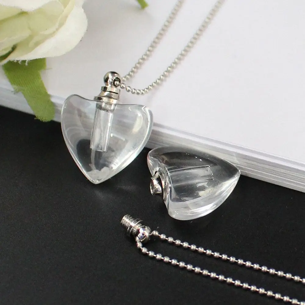 Hollow Bottle Necklace Perfume Jar Pendant Lucky Charm Ash Locket Essential Oil Chain Openable Necklace Clear Crystal Jewelry