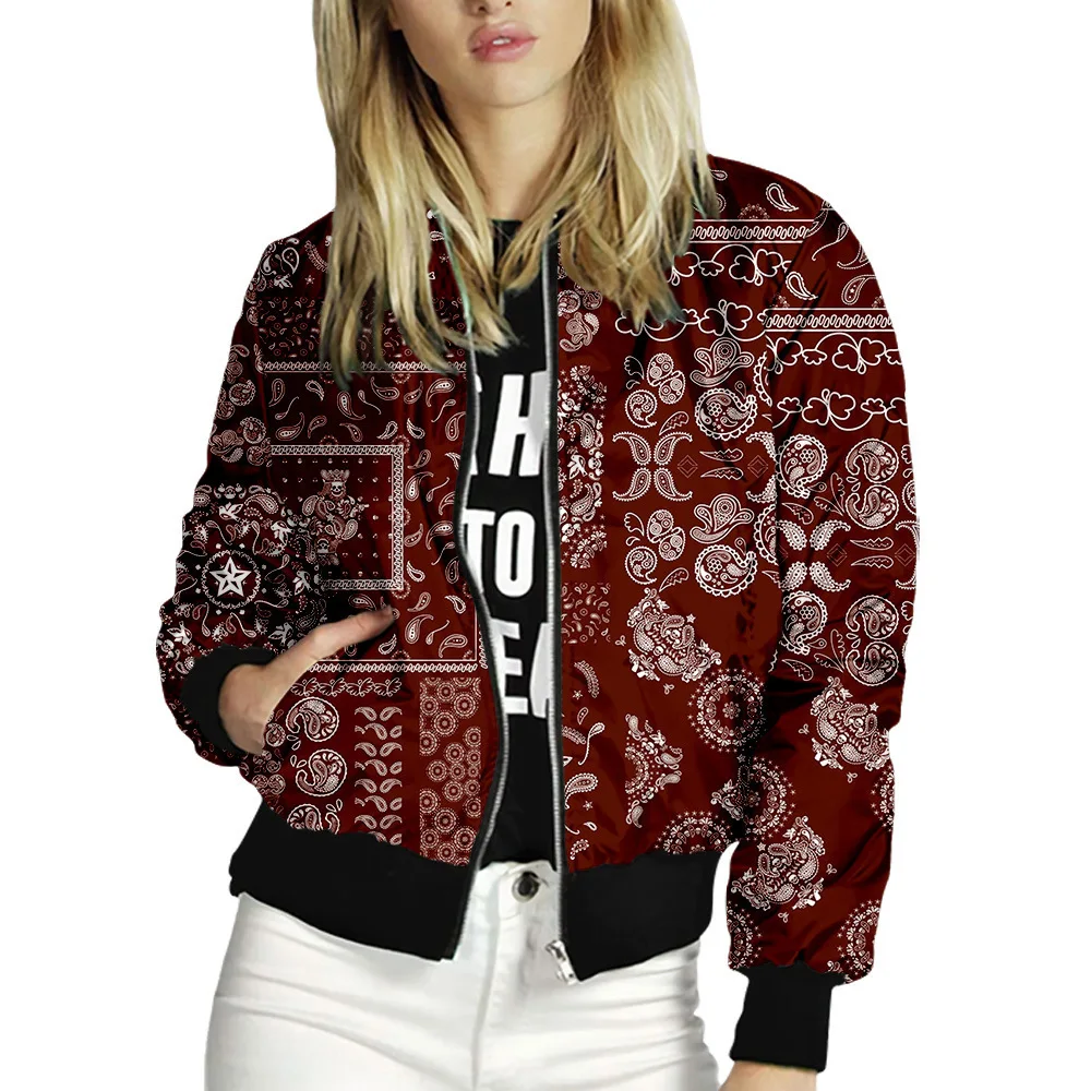 

Jackets Paisley Pattern Women's Coat Bombers Jackets Y2k 2023 Spring Korea Bomber Clothes Down Coats Support for Customization