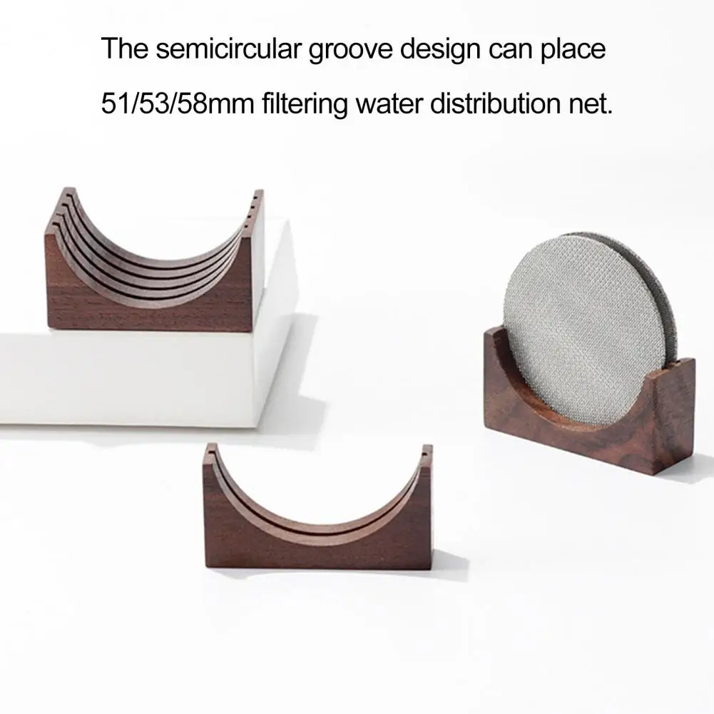 

Coffee Filter Holder Anti-skid Space-saving Storage Walnut Home Wooden Coffee Making Puck Screen Bracket for Cafe