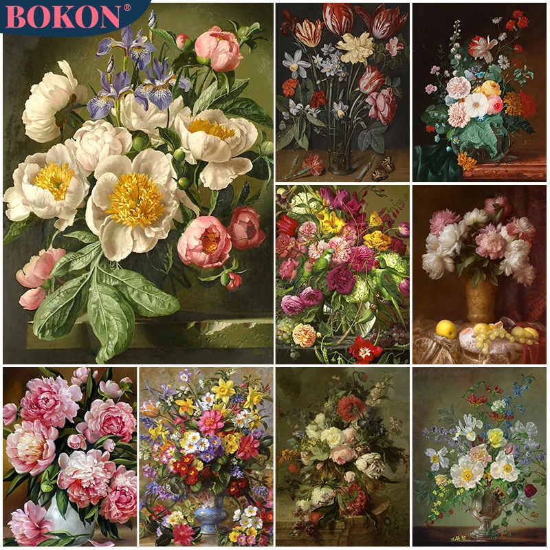 5D Diamond Painting Colorful Flower Embroidery Diamond Cross Embroidery Home Decoration DIY Diamond Mosaic Full Diamond Art Vase