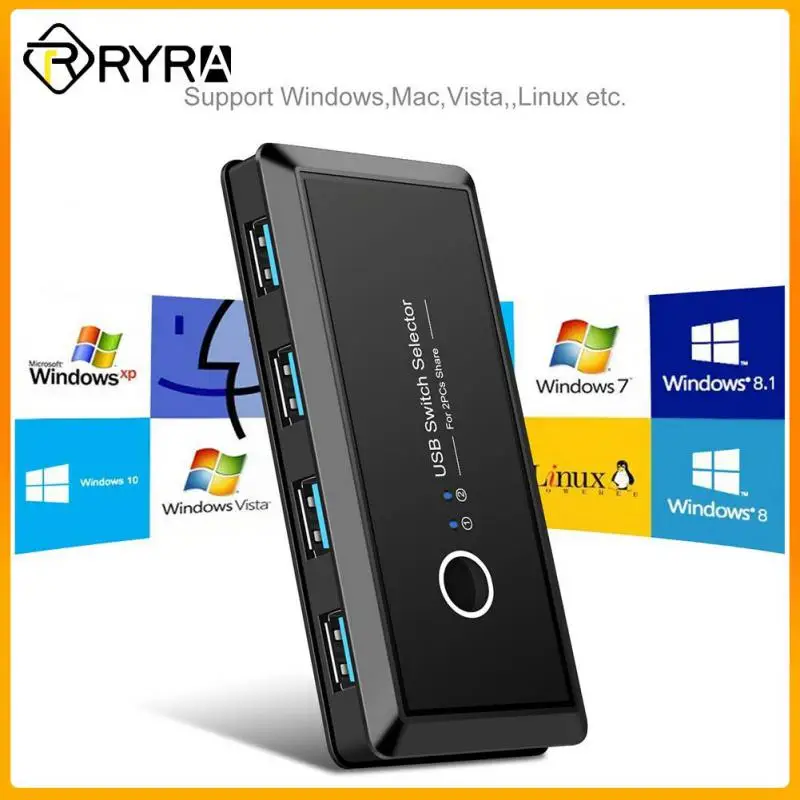 

RYRA USB Switch KVM Selector USB3.0 2.0 Switcher 2 PC Port Sharing 4PCS 3PCS 2PCS Devices For Keyboard Mouse Printer Monitor Hub