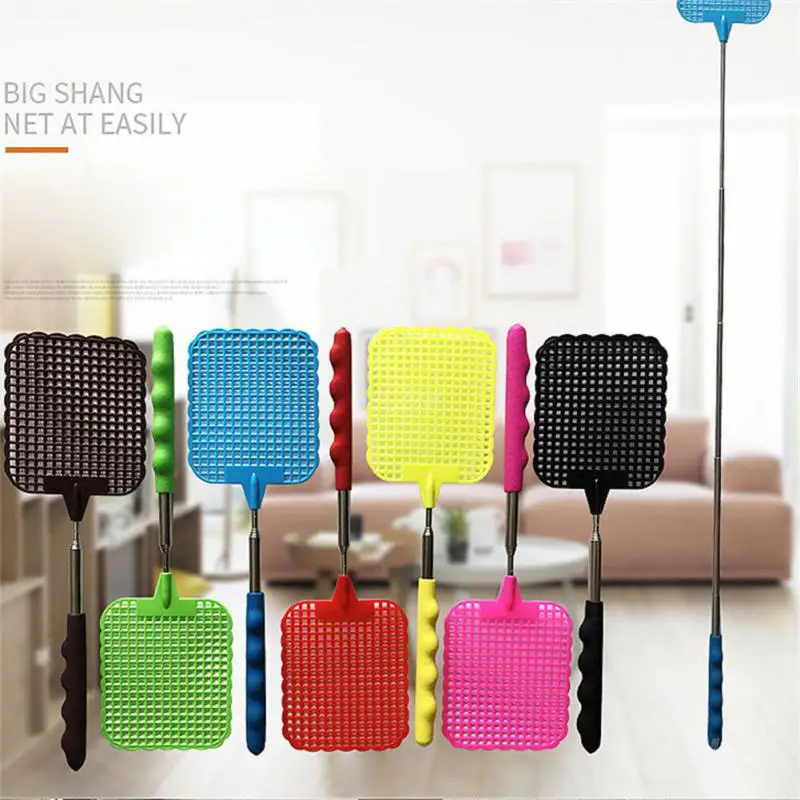 28cm Telescopic Fly Swatters Retractable Manual Plastic Fly Swatter Extendable Flyswatter With Long Pole Can Extend To 73cm