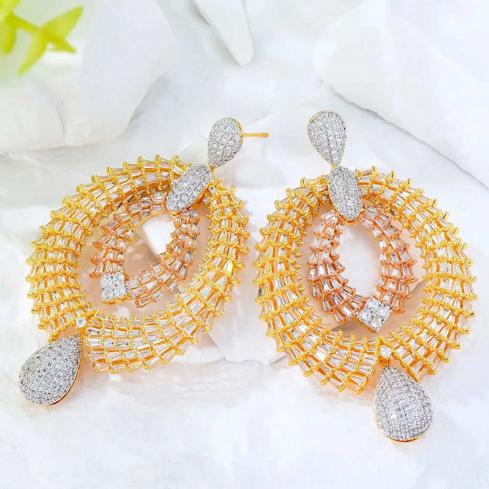 

GODKI Luxury Crossover Big Bold Statement Earrings For Women Wedding Party Dubai Indian Jewelry aretes de mujer modernos 2022