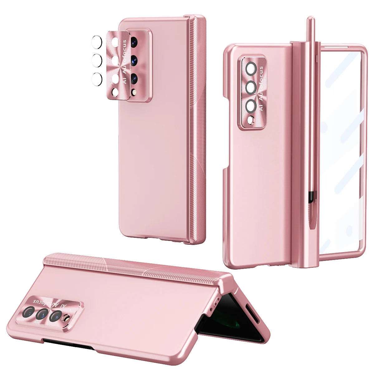 

Full Protection Fashion Glass Film Cover Case for Samsung Galaxy Z Fold 4 5G Fold4 Fold3 Fold 3 with Pen Holder Cases