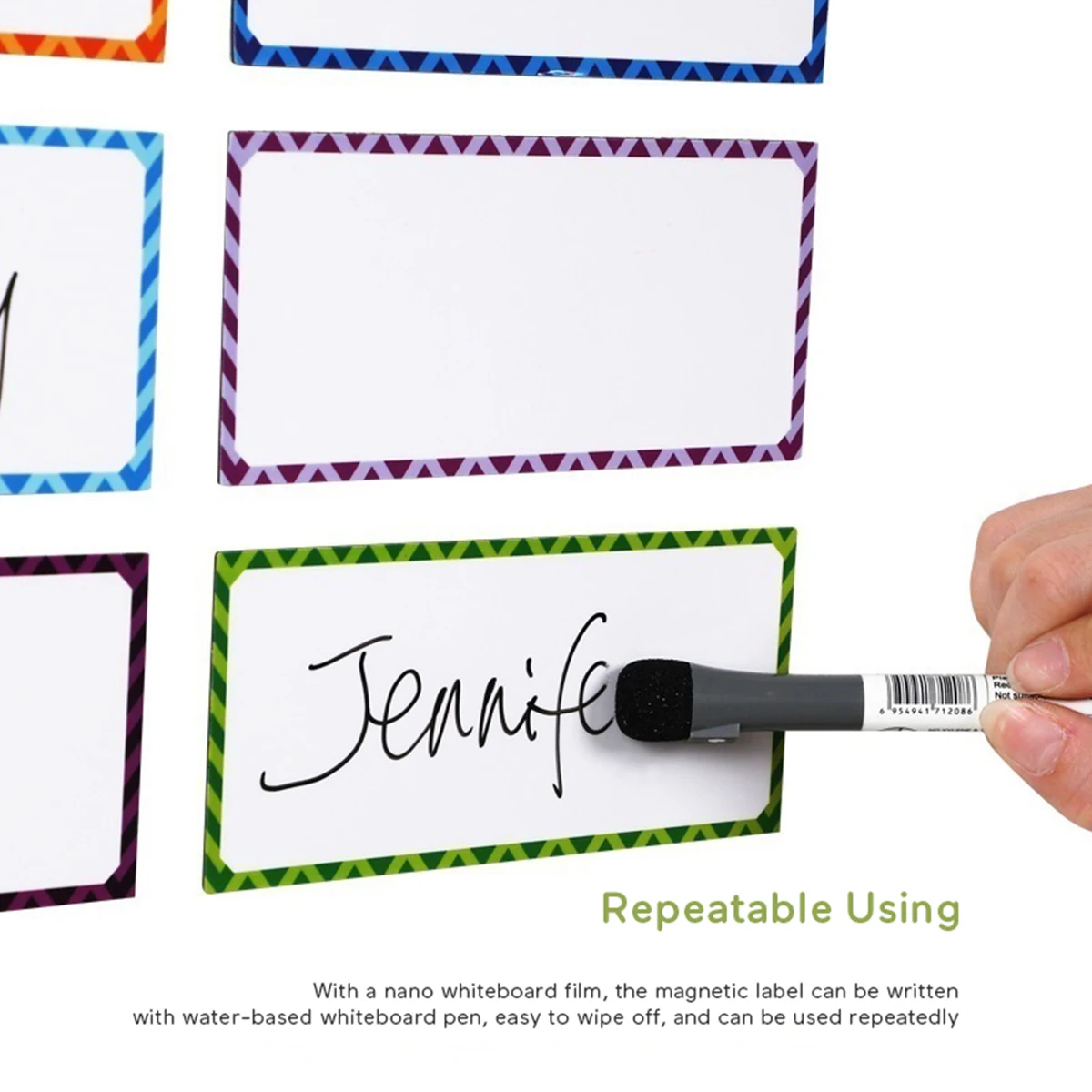 

40Pcs Erasable Label Sticky Magnetic Dry Erase Label Reusable Eco-Friendly Label Sticker for Home Office Refrigerator Door