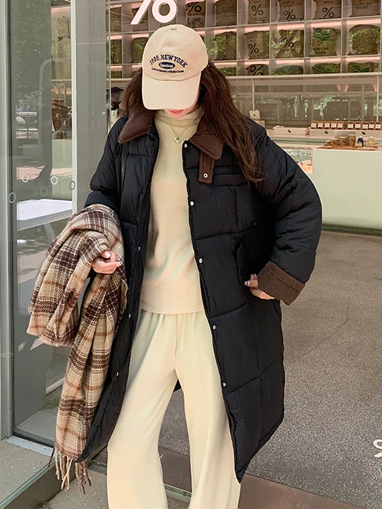 Vielleicht 2024 новая Корейская стильная длинная парка с отрезным воротником Зимняя