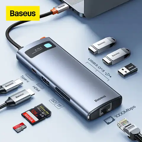 USB-концентратор Baseus с портом Type-C на HDMI, USB 3,0 usb разветвитель картридер удлинитель с usb портами переходник usb флешка для ноутбука  док станция